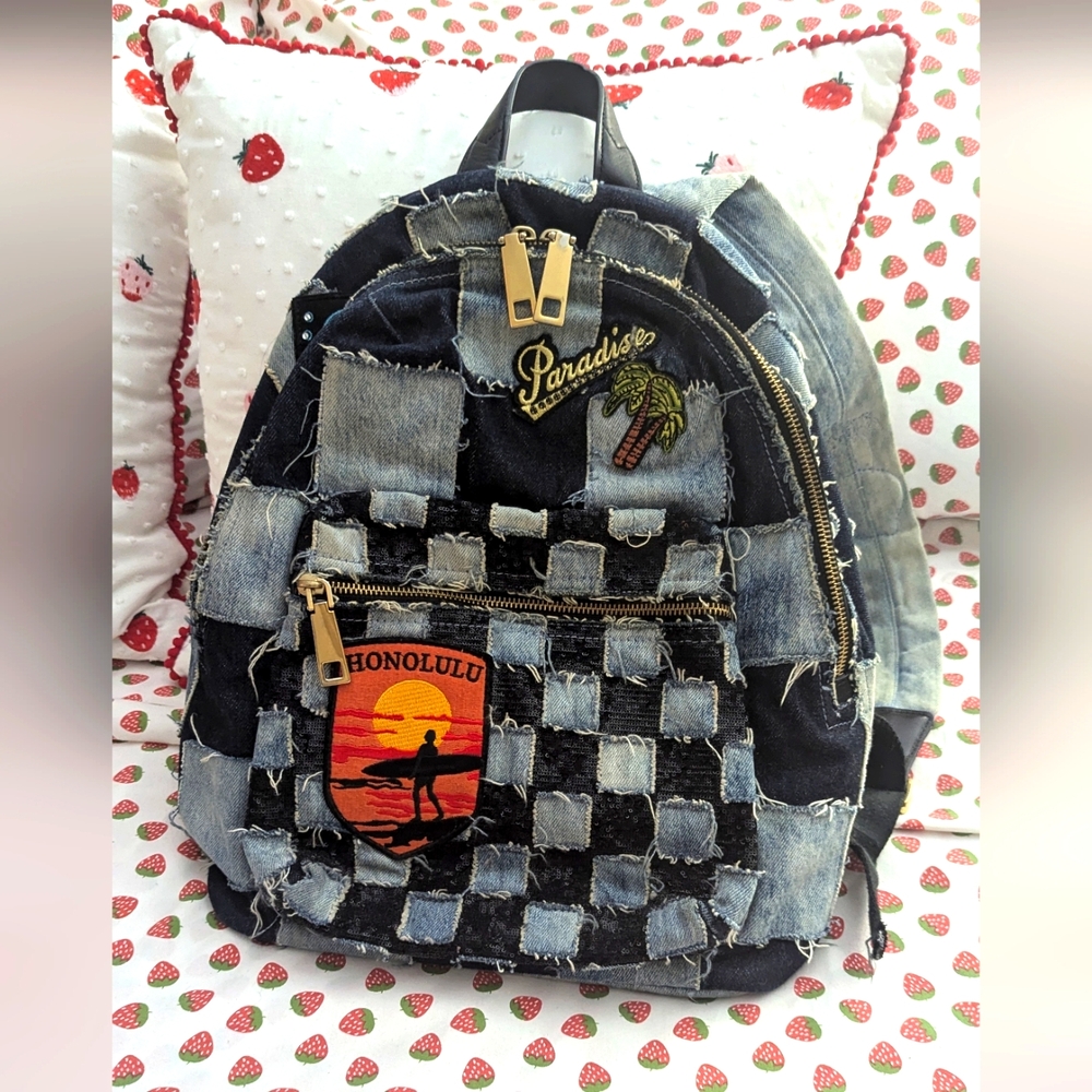 Rare Marc Jacobs Beach Paradise Patchwork Jean Denim Backpack